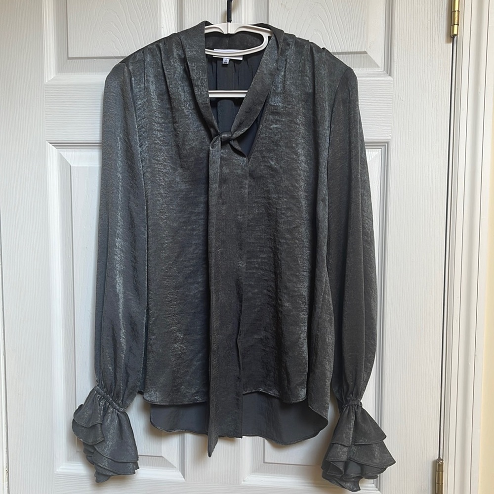 Waverly gray size small gray Ruffle tie blouse